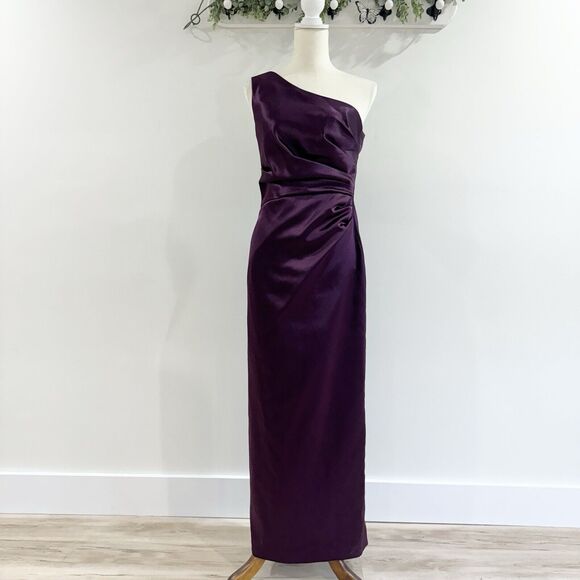 After Six Formal satin Purple Cinched One Shoulder Dress Size 6 formal prom - Picture 1 of 6